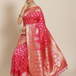 Woven Banarasi Silk Pink Saree