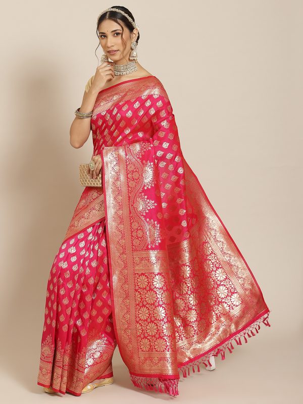 Woven Banarasi Silk Pink Saree