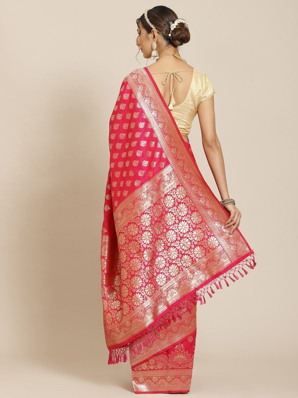 Woven Banarasi Silk Pink Saree