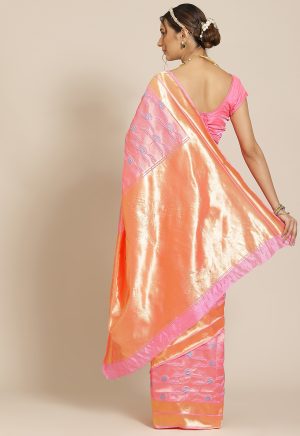 Pink Jacquard Silk Saree