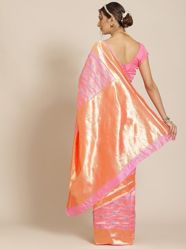 Pink Jacquard Silk Saree