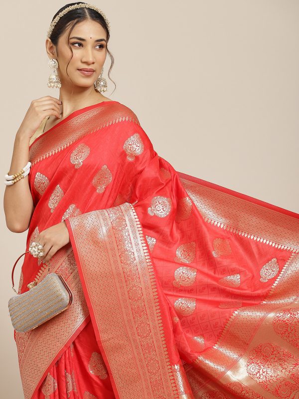 Pink Jacquard Silk Saree