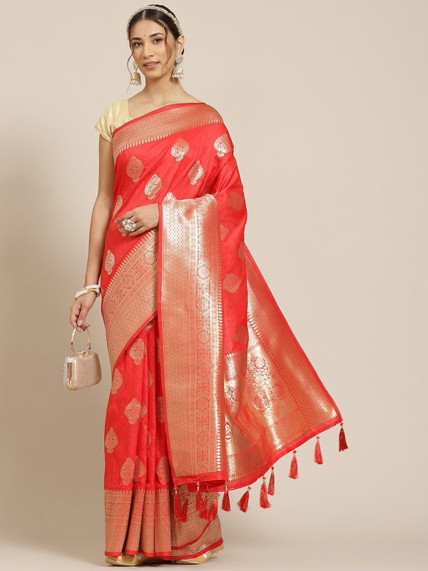 Red Jacquard Silk Saree