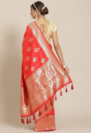 Pink Jacquard Silk Saree