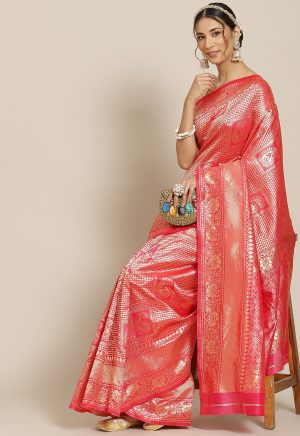 Pink Banarasi Saree