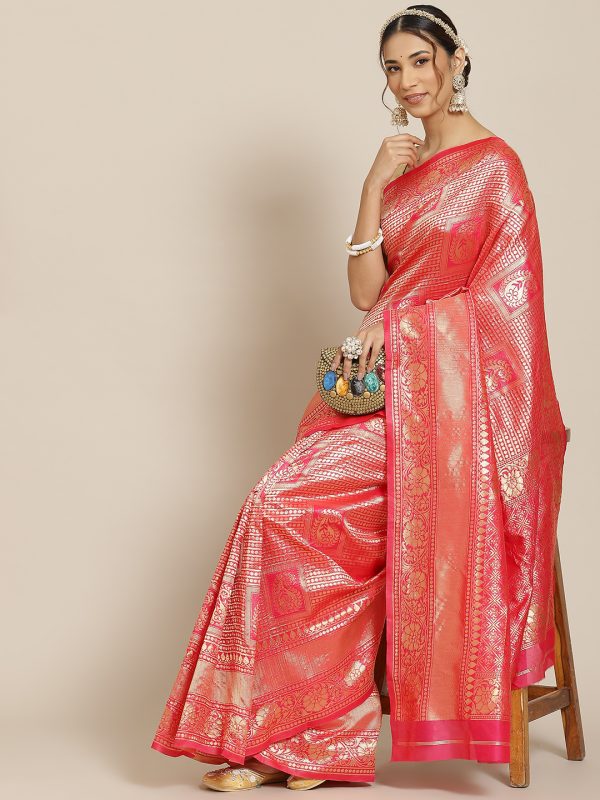 Pink Banarasi Saree