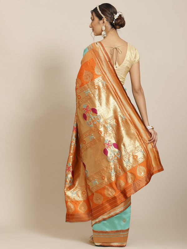 Jacquard Silk Orange Rama Saree