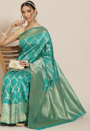 Jacquard Silk Green Saree