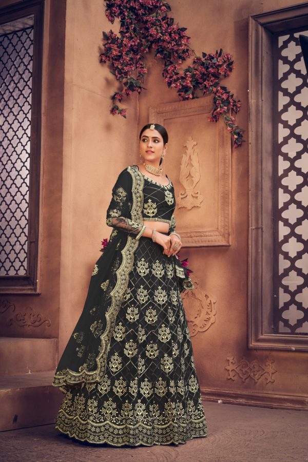 Black Net Embellished Lehenga