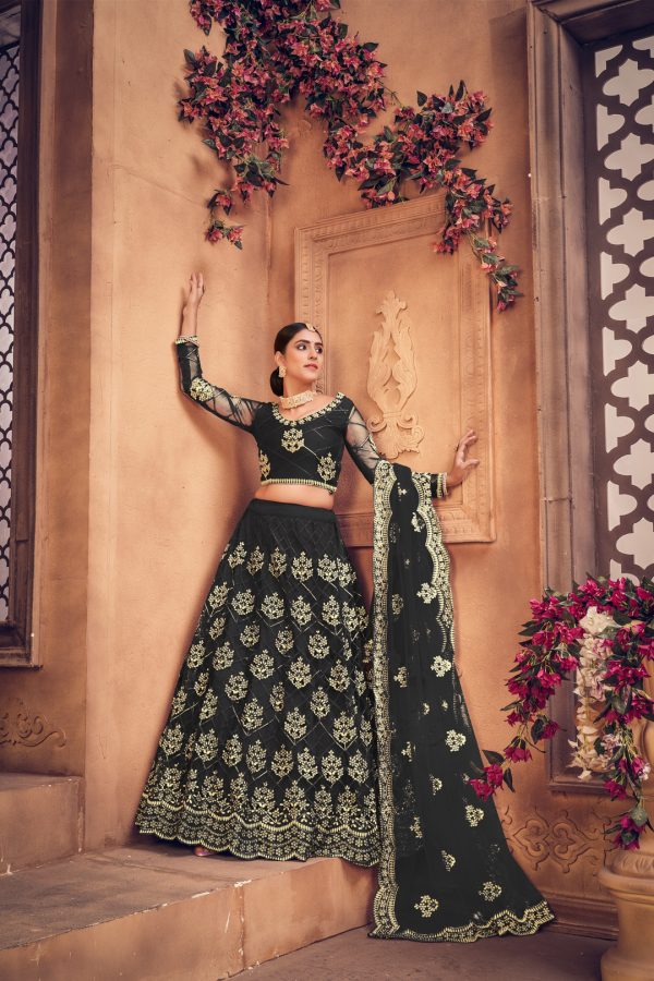 Black Net Embellished Lehenga