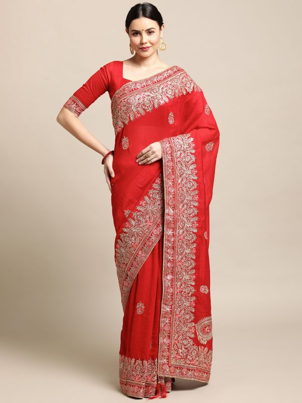 Red Rangoli Silk Saree