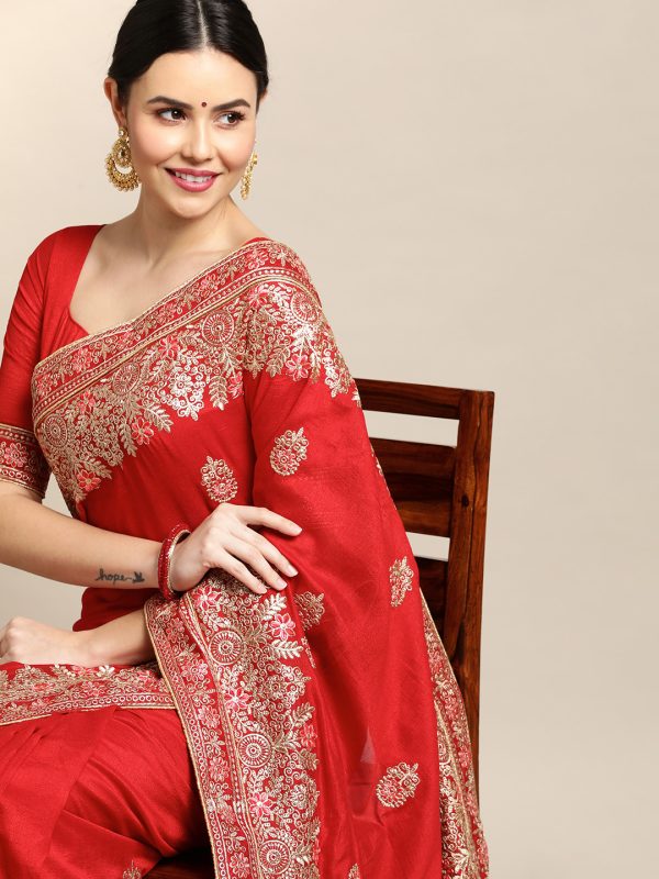 Red Rangoli Silk Saree