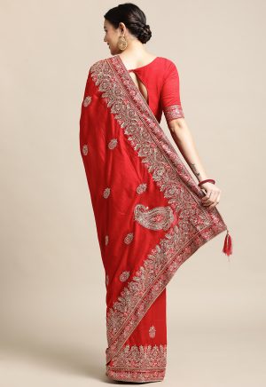 Red Rangoli Silk Saree