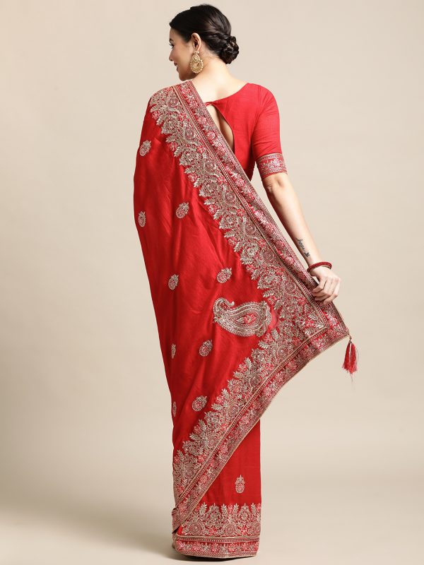 Red Rangoli Silk Saree