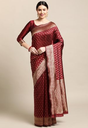 Weaving Maroon Banarasi Saree