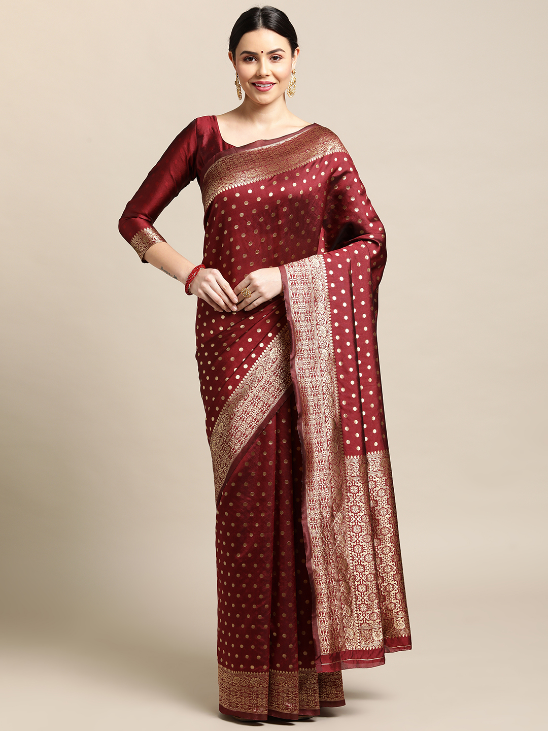 Weaving Maroon Banarasi Saree