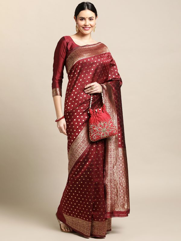 Weaving Maroon Banarasi Saree