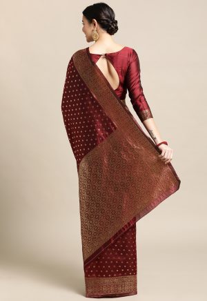 Weaving Maroon Banarasi Saree