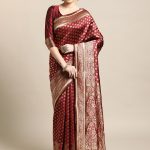 Maroon Jacquard Silk Saree