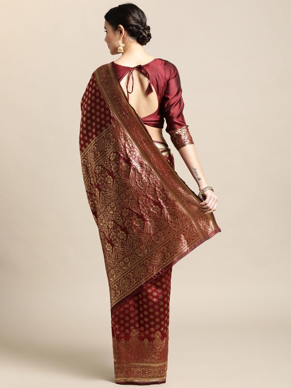 Maroon Jacquard Silk Saree