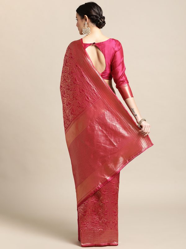 Weaving Pink Banarasi Saree