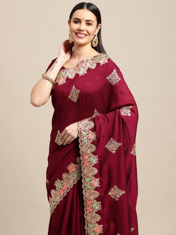 Rangoli Silk Maroon Saree