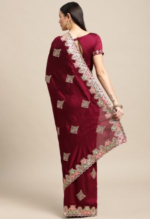 Rangoli Silk Maroon Saree