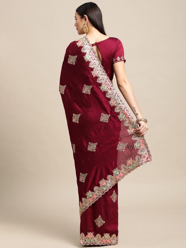 Rangoli Silk Maroon Saree