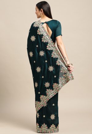 Embroidered Green Saree