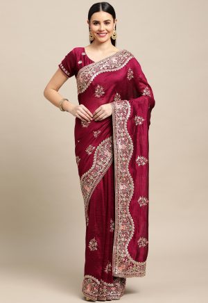 Embroidered Purple Saree