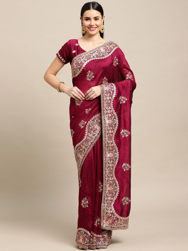 Embroidered Purple Saree