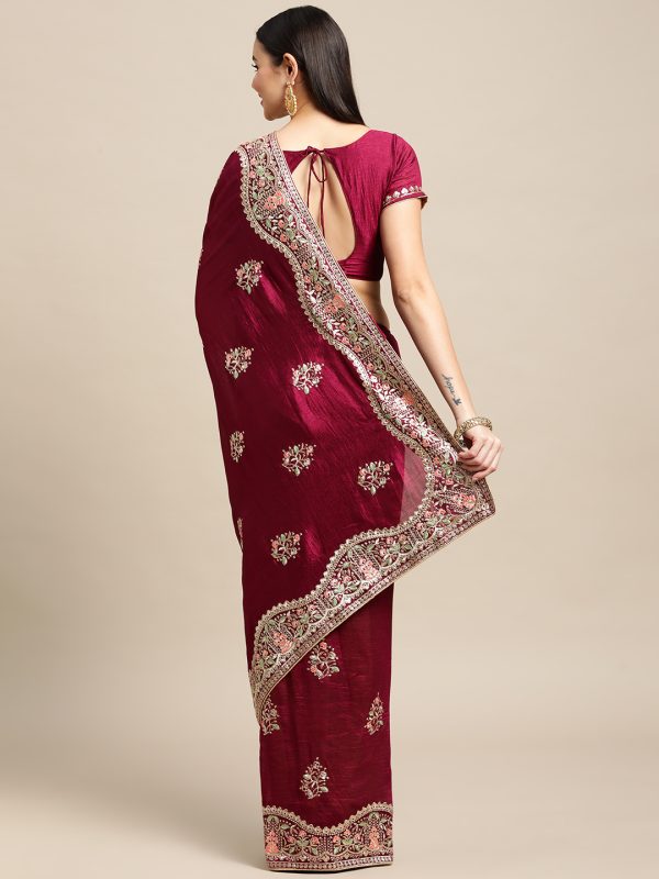 Embroidered Purple Saree