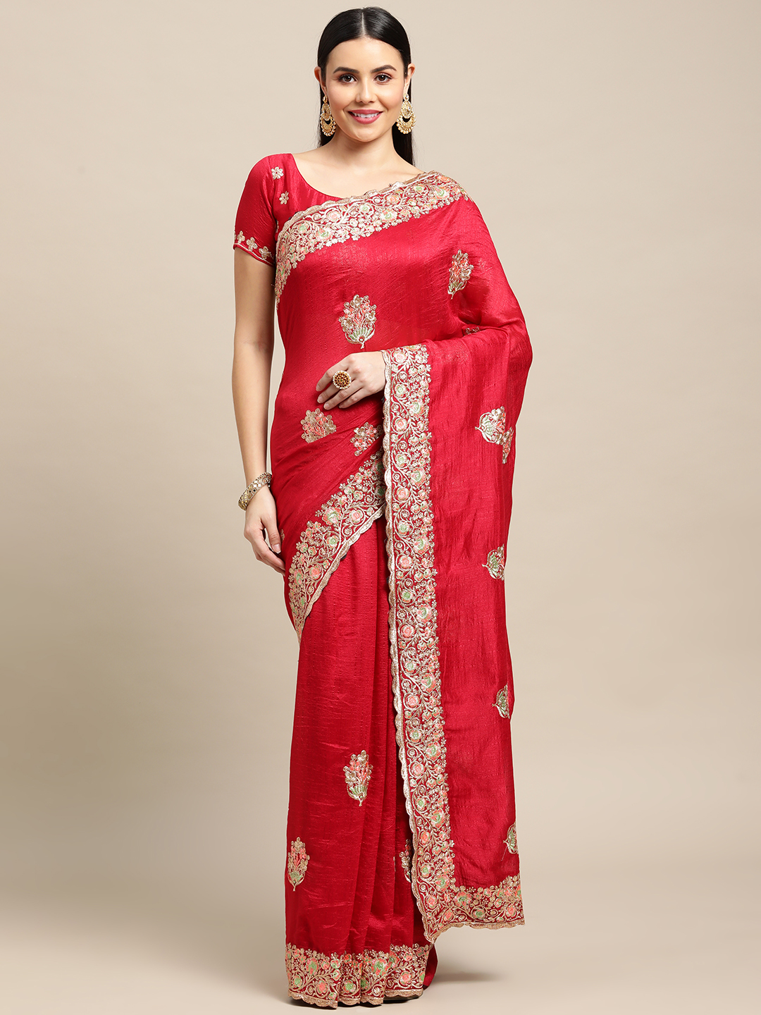 Pink Rangoli Silk Saree