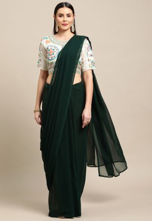 Georgette Green Saree