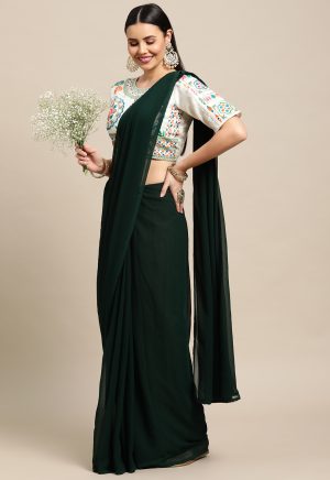 Georgette Green Saree