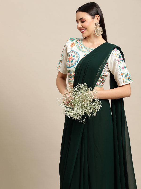 Georgette Green Saree