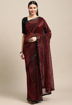 Fancy Silk Maroon Saree