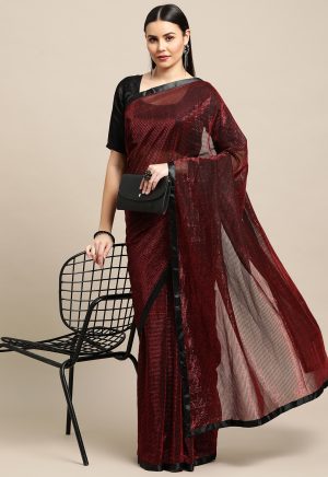 Fancy Silk Maroon Saree