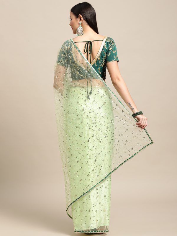 Sequence Worked Green Saree