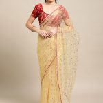 Sequence Worked Cream Saree