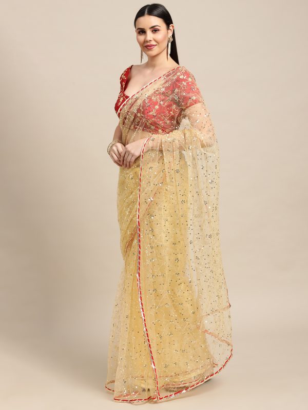 Sequence Worked Cream Saree