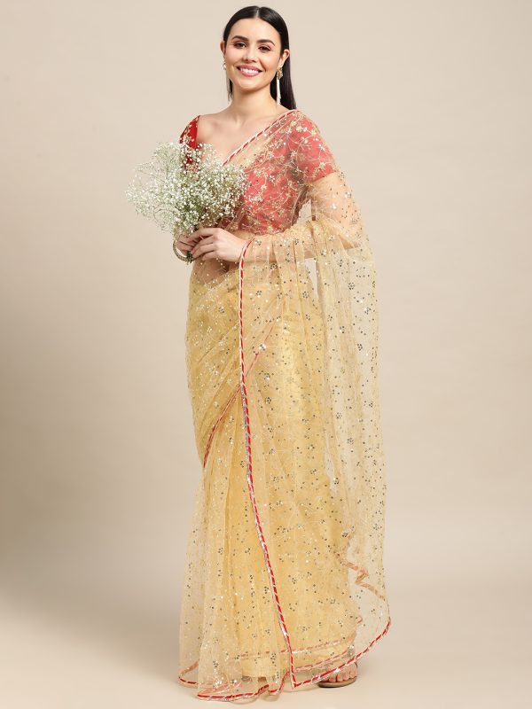 Sequence Worked Cream Saree