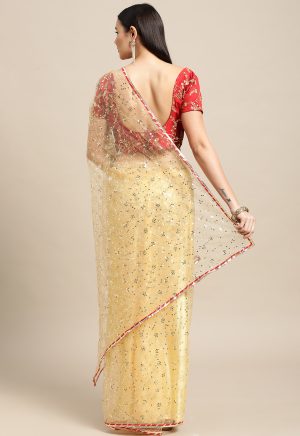 Sequence Worked Cream Saree