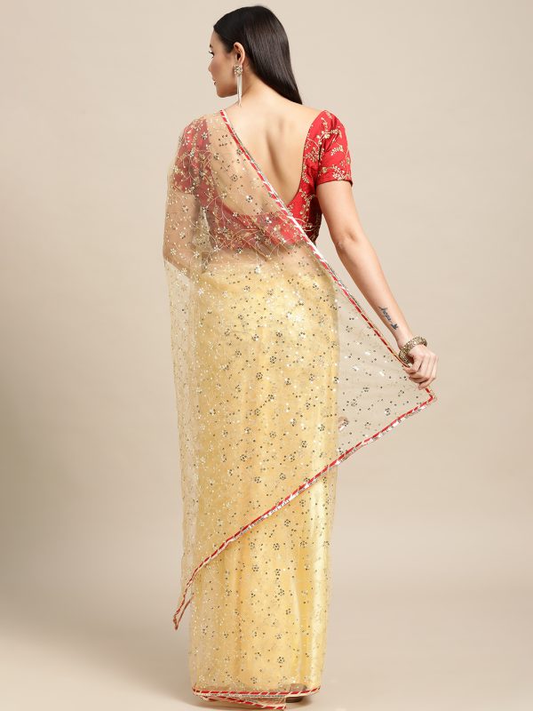 Sequence Worked Cream Saree