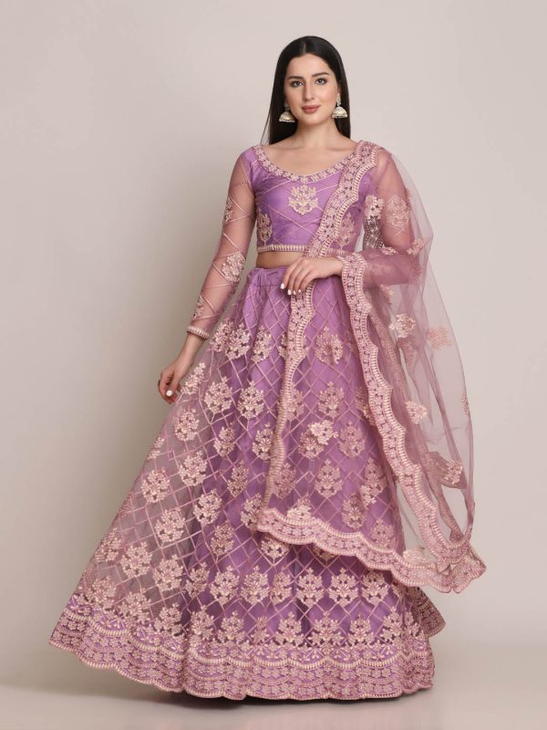 Purple Net Lehenga Choli