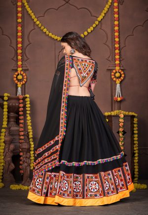 Black Chain Mirror Work Lehenga Choli