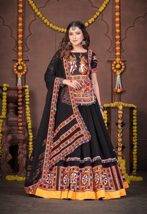 Black Chain Mirror Work Lehenga Choli