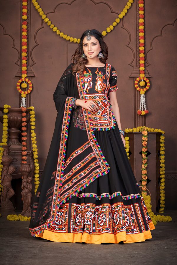 Black Chain Mirror Work Lehenga Choli