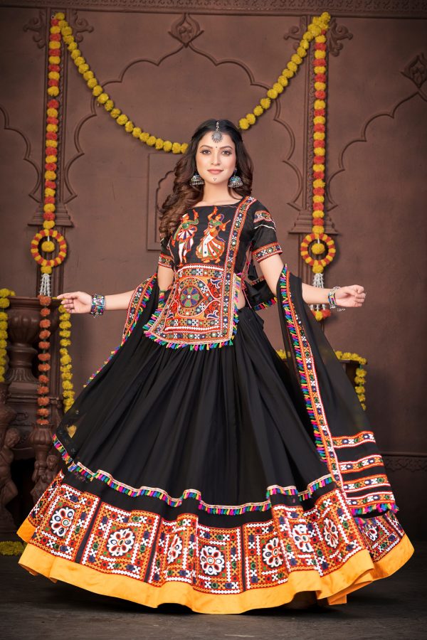 Black Chain Mirror Work Lehenga Choli