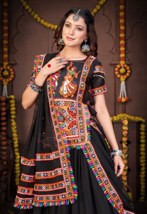 Black Chain Mirror Work Lehenga Choli